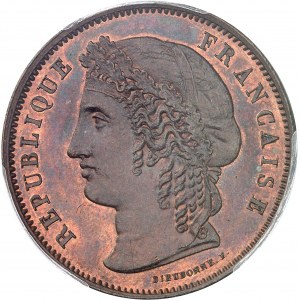 IIe République (1848-1852). Essai de 5 francs, sur flan en cuivre, concours de 1848, par Dieudonné, Frappe spéciale (SP) 1848, Paris.