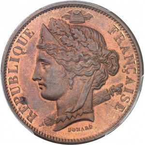 IIe République (1848-1852). Essai de 5 francs, sur flan en cuivre, concours de 1848, par Domard, Frappe spéciale (SP) 1848, Paris.