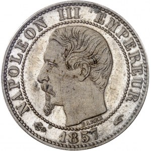 Second Empire / Napoléon III (1852-1870). Cinq centimes tête nue, Flan bruni (PROOF) 1857, A, Paris.