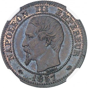 Second Empire / Napoléon III (1852-1870). Piéfort double de deux centimes tête nue 1857, B, Rouen.