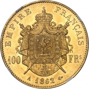 Second Empire / Napoléon III (1852-1870). 100 francs tête laurée 1862, A, Paris.