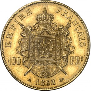 Second Empire / Napoléon III (1852-1870). 100 francs tête laurée 1862, A, Paris.