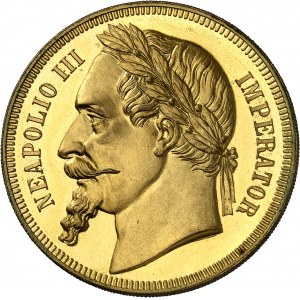 Second Empire / Napoléon III (1852-1870). Médaille monétiforme satirique au module de 5 francs, tranche cannelée 1870.
