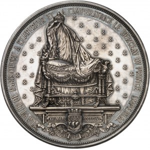 Second Empire / Napoléon III (1852-1870). Médaille, le berceau du Prince impérial offert par la ville de Paris, par Vauthier-Galle 1856, Paris.