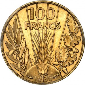 IIIe République (1870-1940). 100 francs Bazor, Flan bruni (PROOF) 1935, Paris.