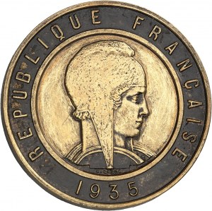 IIIe République (1870-1940). Bronze monometallic test of 25 francs Bazor 1935, Paris.