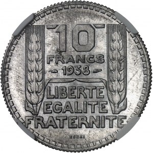 IIIe République (1870-1940). Essai de 10 francs Turin en aluminium 1938, Paris.