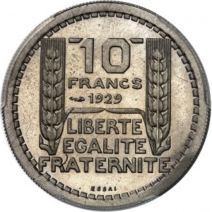 IIIe République (1870-1940). Essai de 10 francs Turin hybride 26 mm et poids 7,5 g, Frappe spéciale (SP) 1929-1939, Paris.