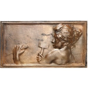 IIIe République (1870-1940). Fonte uniface, la Sculpture, par A. L. M. Charpentier ND (1896), Paris.