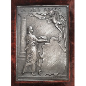 IIIe République (1870-1940). Fonte uniface (électrotype), A ses amis (invitation à dîner), par J.-B. Daniel-Dupuis ND, Paris (Godard).