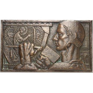 IIIe République (1870-1940). Fonte uniface, le sculpteur médiéval, by L. Muller 1933, Paris.