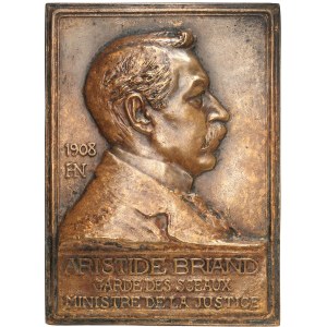 IIIe République (1870-1940). Fonte uniface, Aristide Briand Garde des Sceaux, par H. Nocq 1908, Paris.