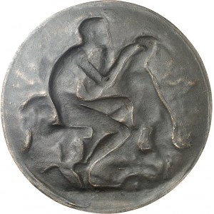 Dritte Republik (1870-1940). Einfarbiger Guss, Pastorale ou Faune jouant avec un bouc, von A. Patey 1883, Paris (Godard).