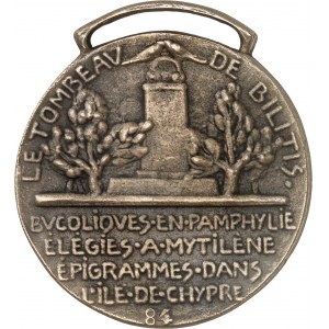 IIIe République (1870-1940). Bookmark medal, Bilitis, by A. Pommier, #84 ND (c.1925), Paris.