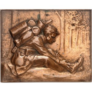 IIIe République (1870-1940). Plaquette uniface (électrotype), En manœuvres, par P. Roger-Bloche ND (c.1905), Paris.