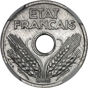 État Français (1940-1944). Essai de 10 centimes État français, grand module, en aluminium 1941, Paris.