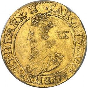 Charles Ier (1625-1649). Unité d’or valant 20 shillings ND (1627-1628), Tour de Londres.