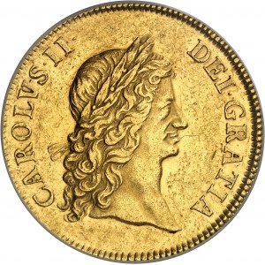 Charles II (1660-1685). Essai de la Couronne (Crown), frappe en Or (off metal strike), tranche lisse, Flan bruni (PROOF) 1662, Londres.