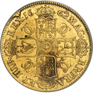 Charles II (1660-1685). Essai de la Couronne (Crown), frappe en Or (off metal strike), tranche lisse, Flan bruni (PROOF) 1662, Londres.