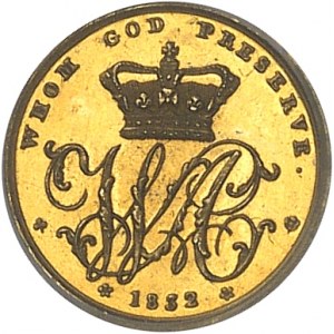 Guillaume IV (1830-1837). Médaillette en Or, le roi sauvé d’une blessure à Ascot, par J.-B. Merlen, Frappe spéciale (SP) 1832, Londres.