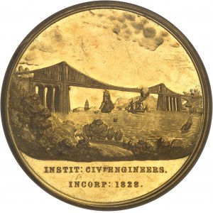 Georges V (1910-1936). Médaille d’Or, Thomas Telford et l’Institut des Ingénieurs civils, par J. S. & A. B. Wyon d’après W. Wyon, avec attribution à Sir Henry Fowler [1828] - 1921-1922, Londres.
