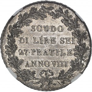 République Cisalpine (1797-1802). Écu (scudo) de 6 lire An VIII (1800), Milan.
