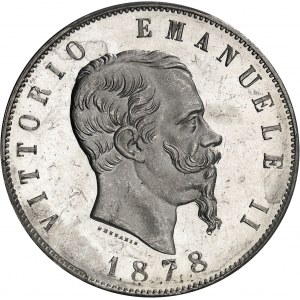 Victor-Emmanuel II (1861-1878). 5 lire, d’aspect Flan bruni (PROOFLIKE) 1878, R, Rome.