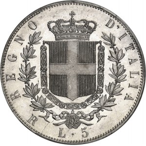 Victor-Emmanuel II (1861-1878). 5 lire, d’aspect Flan bruni (PROOFLIKE) 1878, R, Rome.