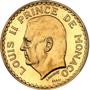 Louis II (1922-1949). Essai de 5 francs en Or, Frappe spéciale (SP) 1945, Paris.