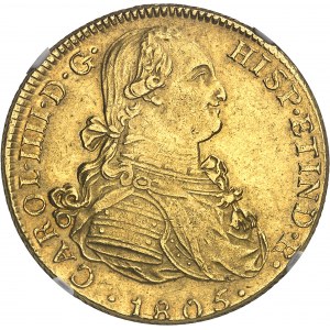 Charles IV (1788-1808). 8 escudos 1805/4 JP, Lima.