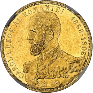 Charles Ier de Roumanie (1866-1914). 25 lei, 40e anniversaire de règne 1906, Bucarest.