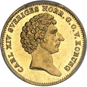 Charles XIV Jean (1818-1844). Ducat, aspect Flan bruni (PROOFLIKE) 1837 CB, Stockholm.