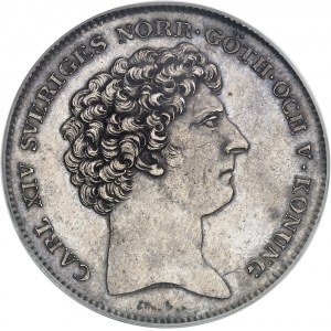 Charles XIV Jean (1818-1844). 1 riksdaler (buste large) 1823 CB, Stockholm.