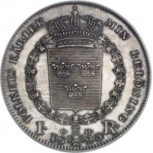 Charles XIV Jean (1818-1844). 1 riksdaler (buste large) 1823 CB, Stockholm.