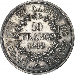 Genève (canton de). 10 francs 1848, Genève.