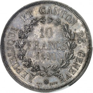Genève (canton de). 10 francs (schützentaler) 1851, Genève.
