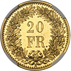 Confédération Helvétique (1848 à nos jours). Essai de 20 francs HELVETIA par C. Voigt, Flan bruni (PROOF) 1871, B, Berne.