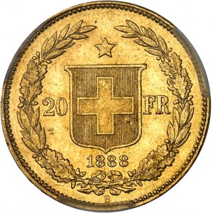 Confédération Helvétique (1848 à nos jours). 20 francs 1888, B, Berne.