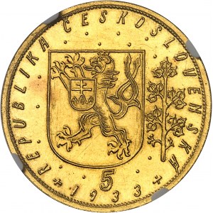 Première république tchécoslovaque (1918-1938). 5 ducats 1933, Kremnitz.