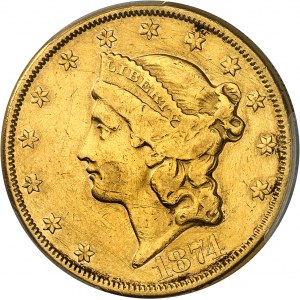 République fédérale des États-Unis d’Amérique (1776-à nos jours). 20 dollars Liberty, avec devise 1874, CC, Carson City.