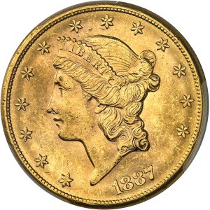 République fédérale des États-Unis d’Amérique (1776-à nos jours). 20 dollars Liberty, avec devise 1887, S, San Francisco.