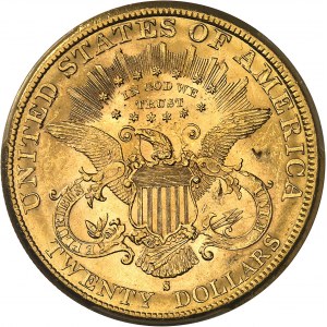 République fédérale des États-Unis d’Amérique (1776-à nos jours). 20 dollars Liberty, avec devise 1887, S, San Francisco.