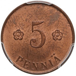 Finland 5 Penniä 1918 - Liberated Finnish Government Issue (Civil War) - PCGS MS64 RB
