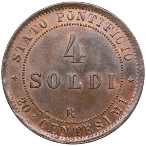 Italy. Papal States (Rome Mint) 4 Soldi (20 Centesimi) 1869 (ANNO 23) - Pius IX (1846-1878)
