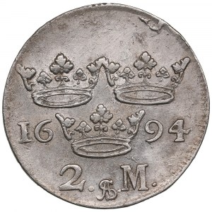 Suède (Stockholm) 2 Mark 1694 AS - Karl XI (1660-1697)
