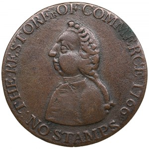 USA, British Colonies (Philadelphia mint) Token Half Penny 1766 - William Pitt - Commemorating the repeal of the Stamp A