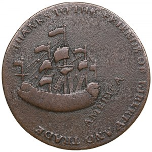 USA, British Colonies (Philadelphia mint) Token Half Penny 1766 - William Pitt - Commemorating the repeal of the Stamp A