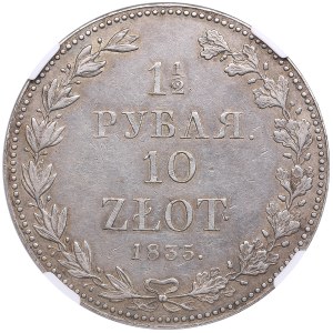 Russia (Poland) 1 1⁄2 Rouble / 10 Zlotych 1835 MW - Nicholas I (1825-1855) - NGC AU 55