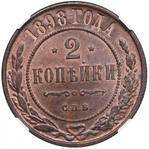Russia (Birmingham mint) 2 Kopecks 1898 СПБ - Nicholas II (1894-1917) - NGC MS 63 RB
