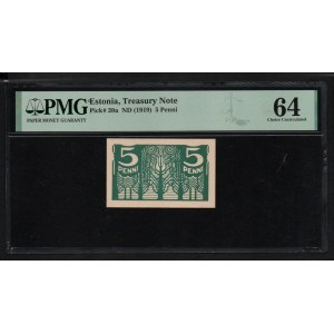 Estonia 5 Penni 1919 - PMG 64 Choice Uncirculated